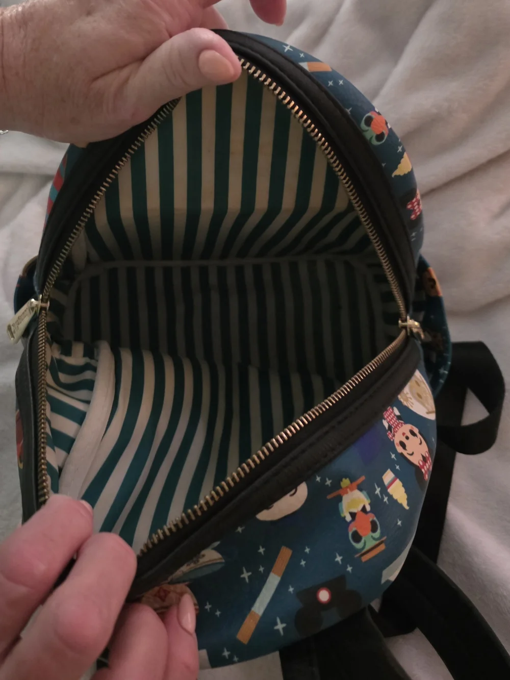 Loungefly Teal Disney Parks Character Mini Backpack with Gold Hardware